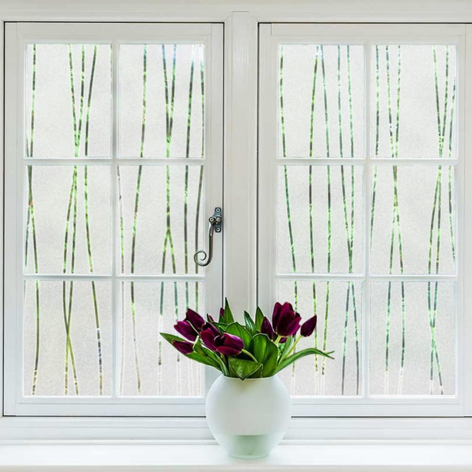 Home Bathroom Window Tint - Streepmotief mat glas privacyfolie statisch klevend,