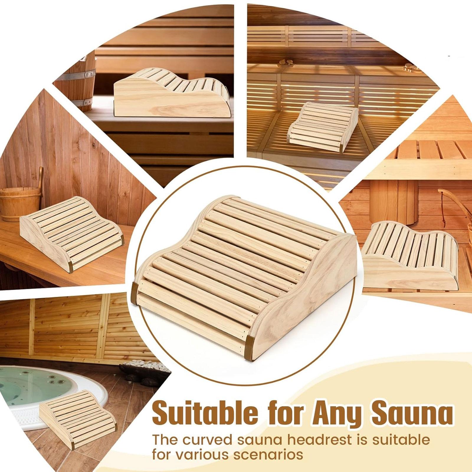 Home Bathroom With Sauna - Sauna-hoofdsteun Ergonomische benodigdheden Comfortabele accessoires Houten