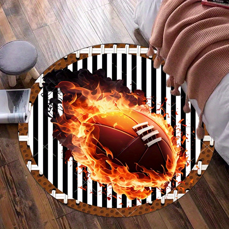 Flaming Football Rond Tapijt v - Home Bathroom Ideas recensie en prijs